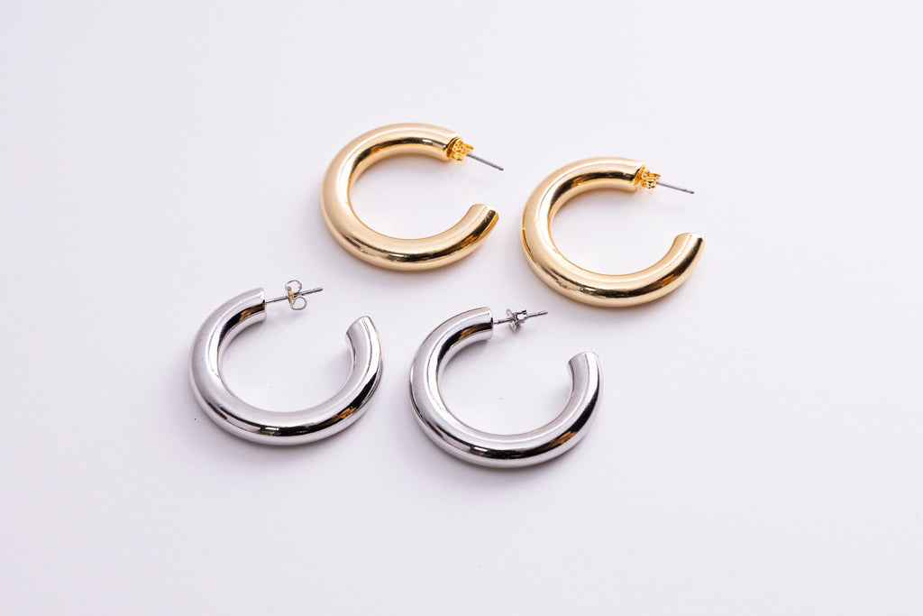 Clear Glass Hoop Earrings with Gold Filled Ear Wires — The Glass Studio