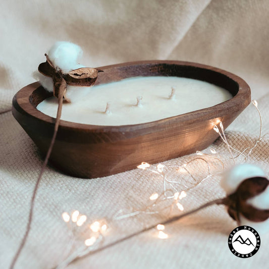 Multi-Wick Wooden Dough Bowl Candle