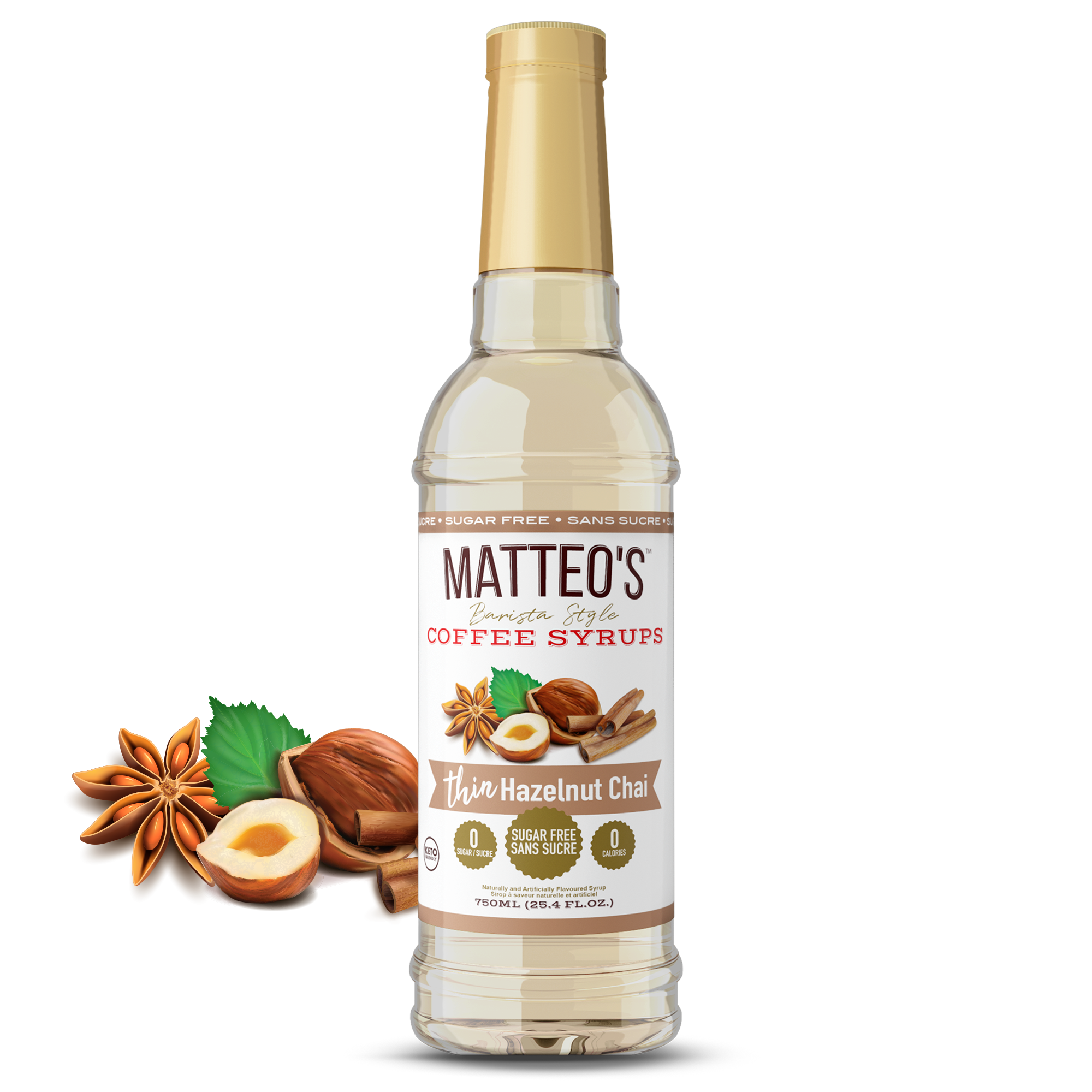 Sirop de café sans sucre, noisette - Matteo's Coffee Syrup