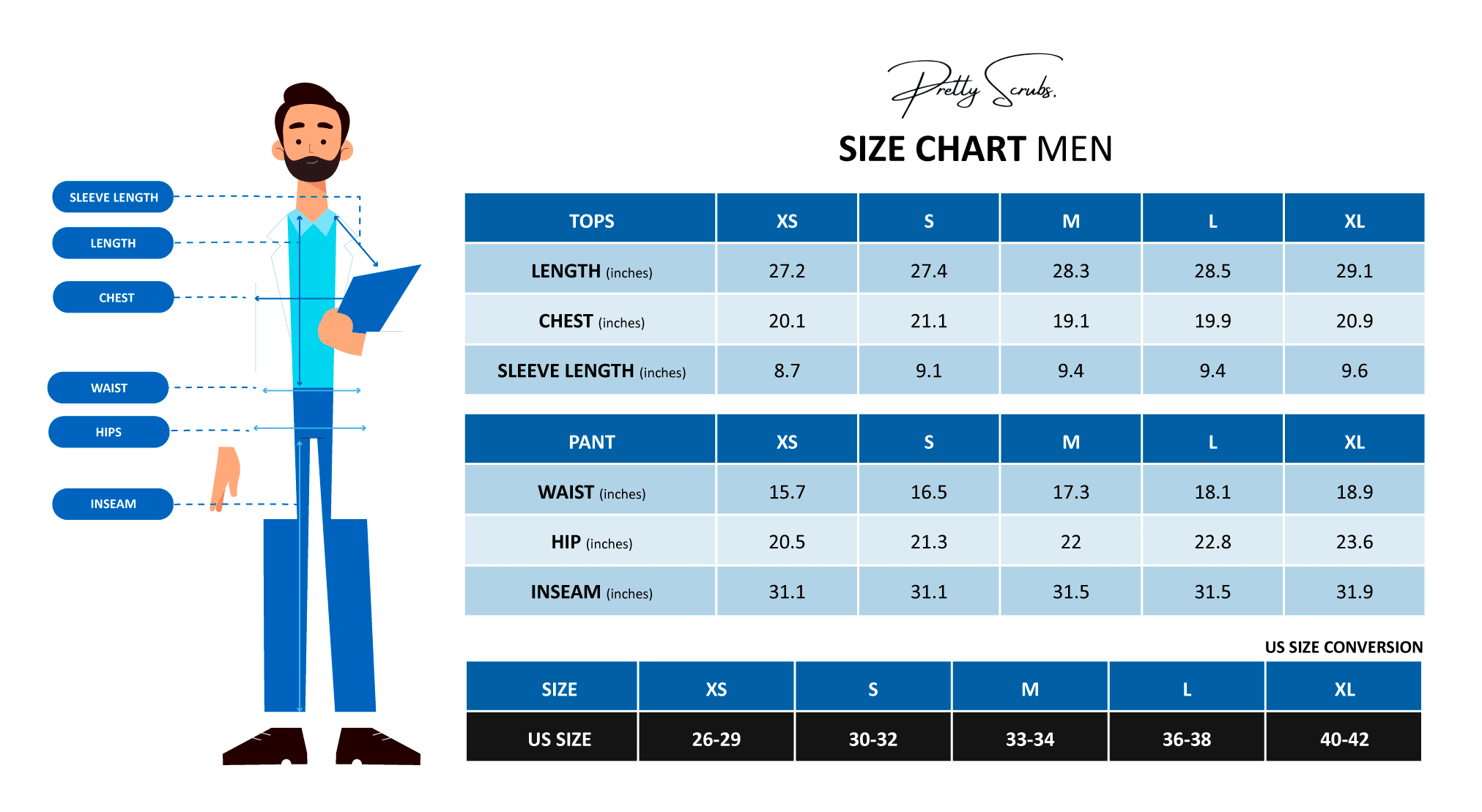 Size Chart | Pretty Scrubss
