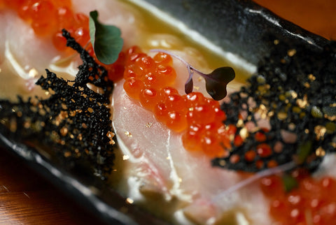 Asian style cobia whitefish sashimi