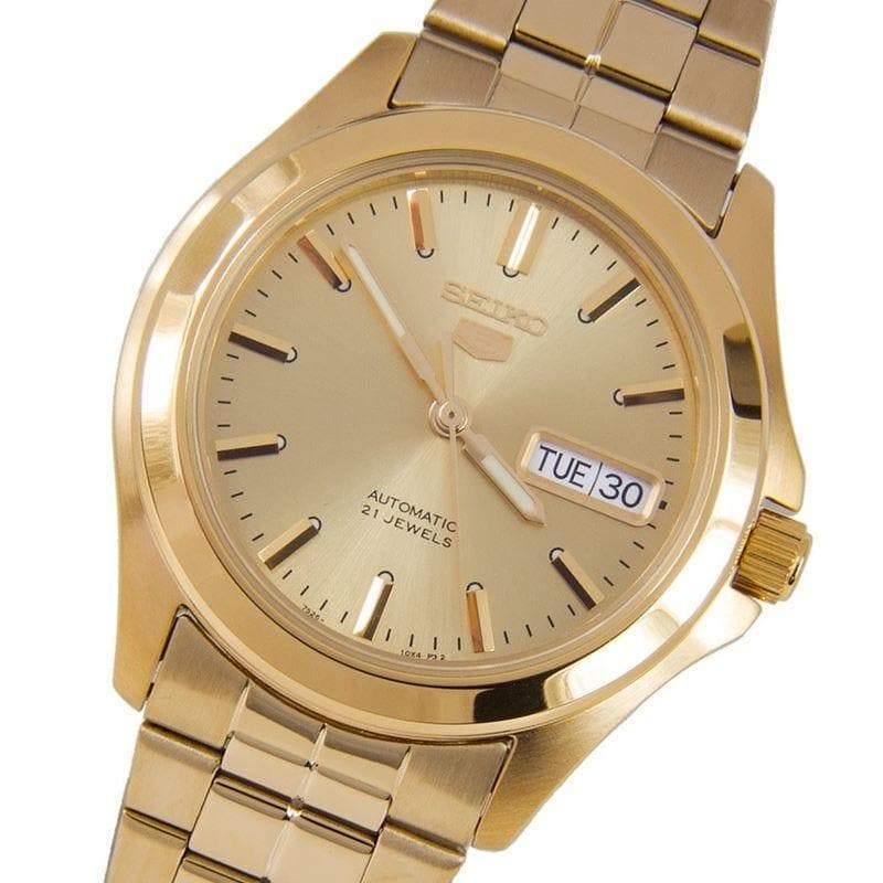 Seiko 5 Classic Men's Size Gold Dial & Plated Stainless Steel Strap ...