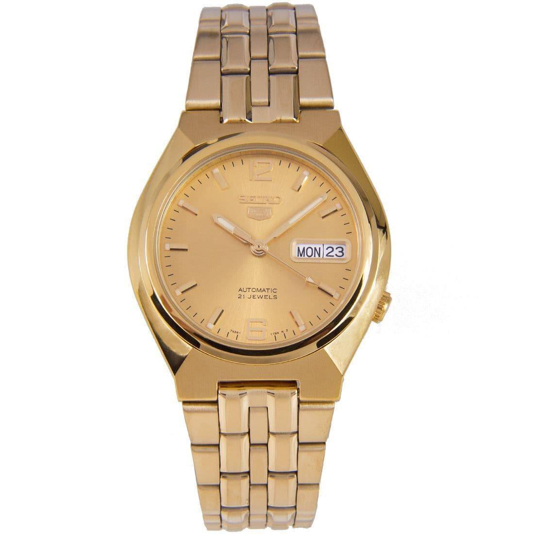 Seiko 5 Classic Men's Size Gold Dial & Plated Stainless Steel Strap Wa –  Prestige