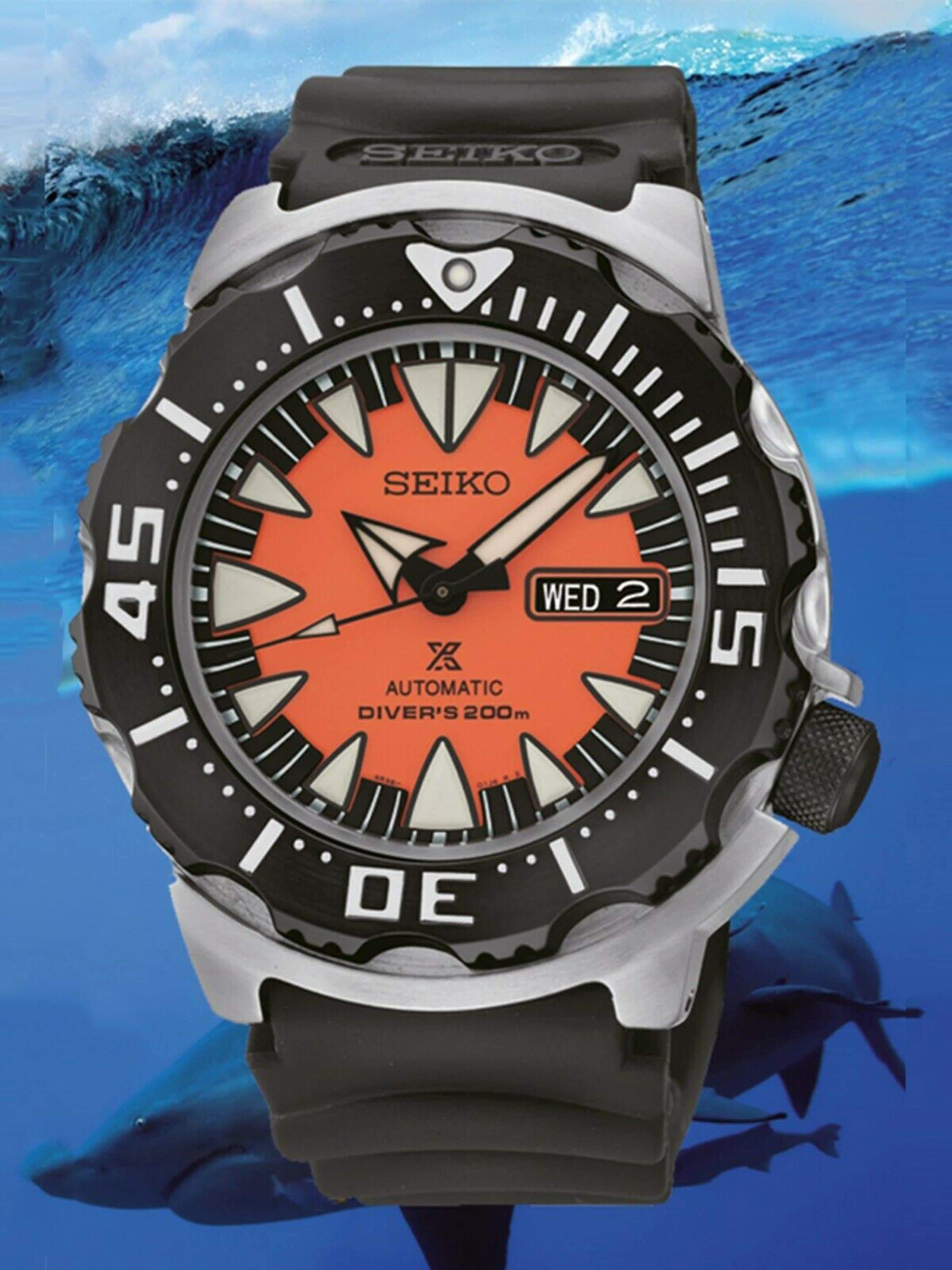 Seiko Monster Orange Fang 2nd Gen Diver's Men's Rubber Strap Watch SRP –  Prestige