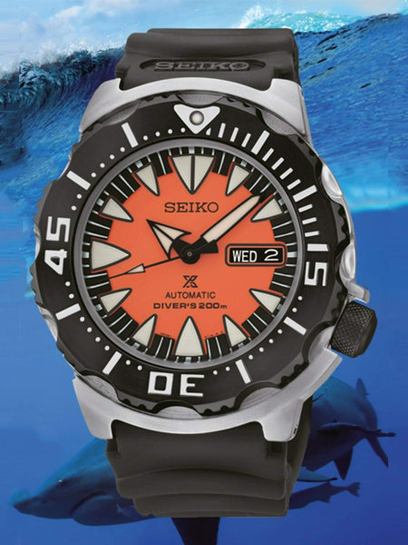 Seiko Monster Orange Fang 2nd Gen Diver's Men's Rubber Strap Watch SRP –  Prestige