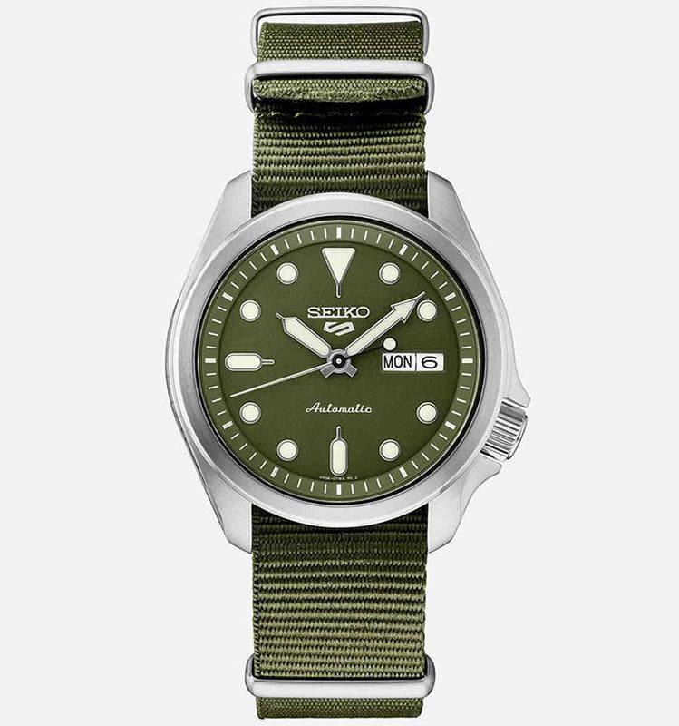 Seiko 5 Sports 100M Automatic Men's Watch Military All Green Nylon Str –  Prestige