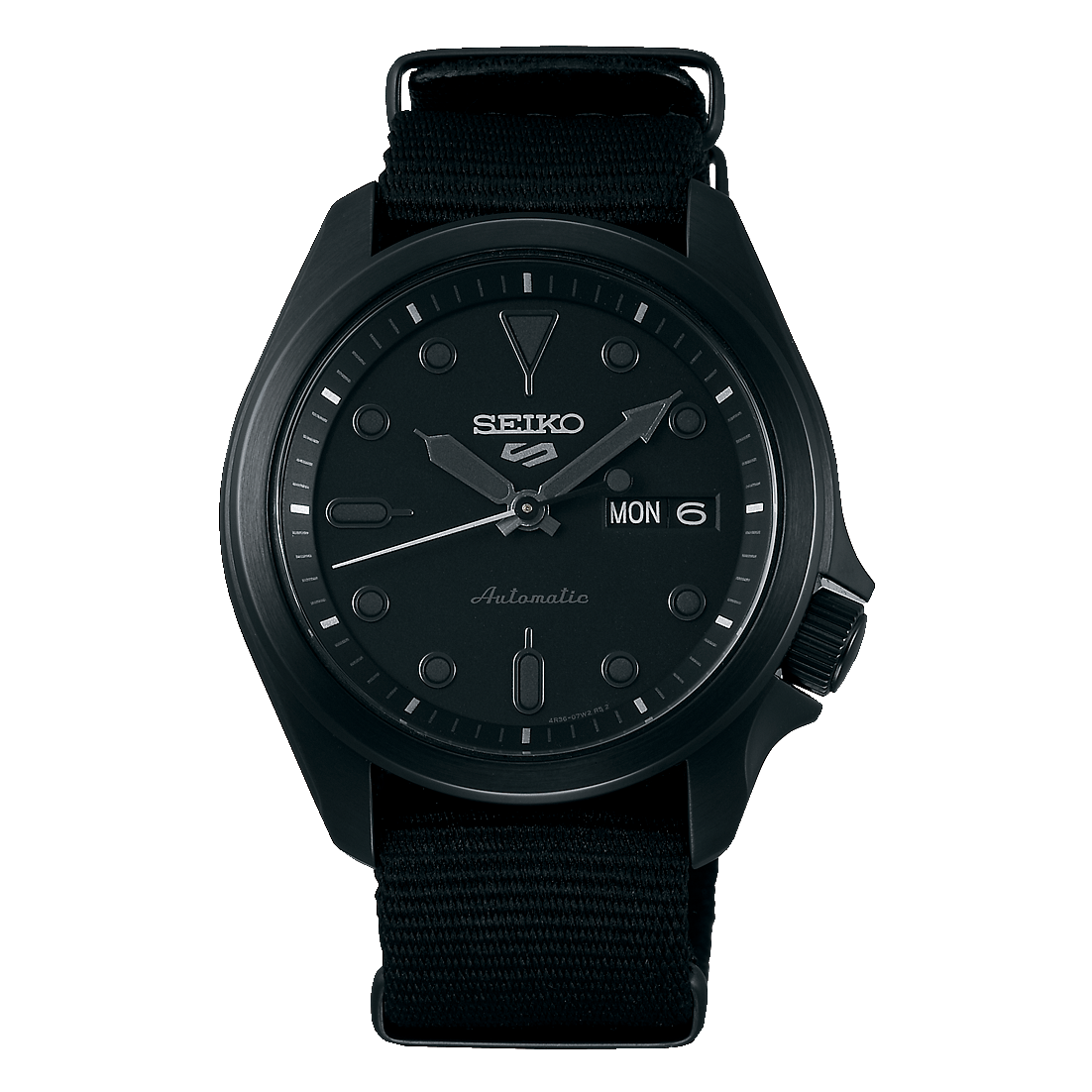 Seiko 5 Sports 100M Automatic Men's Watch Stealth All BLACK Nylon Stra –  Prestige