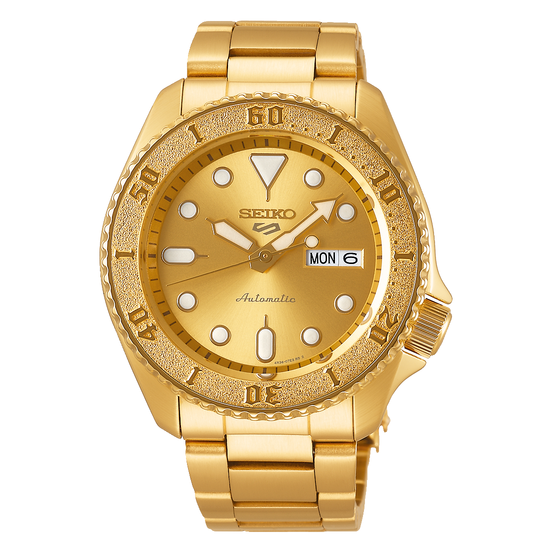 Seiko 5 Sports 100M Automatic Men's Watch All Gold Plated SRPE74K1 –  Prestige