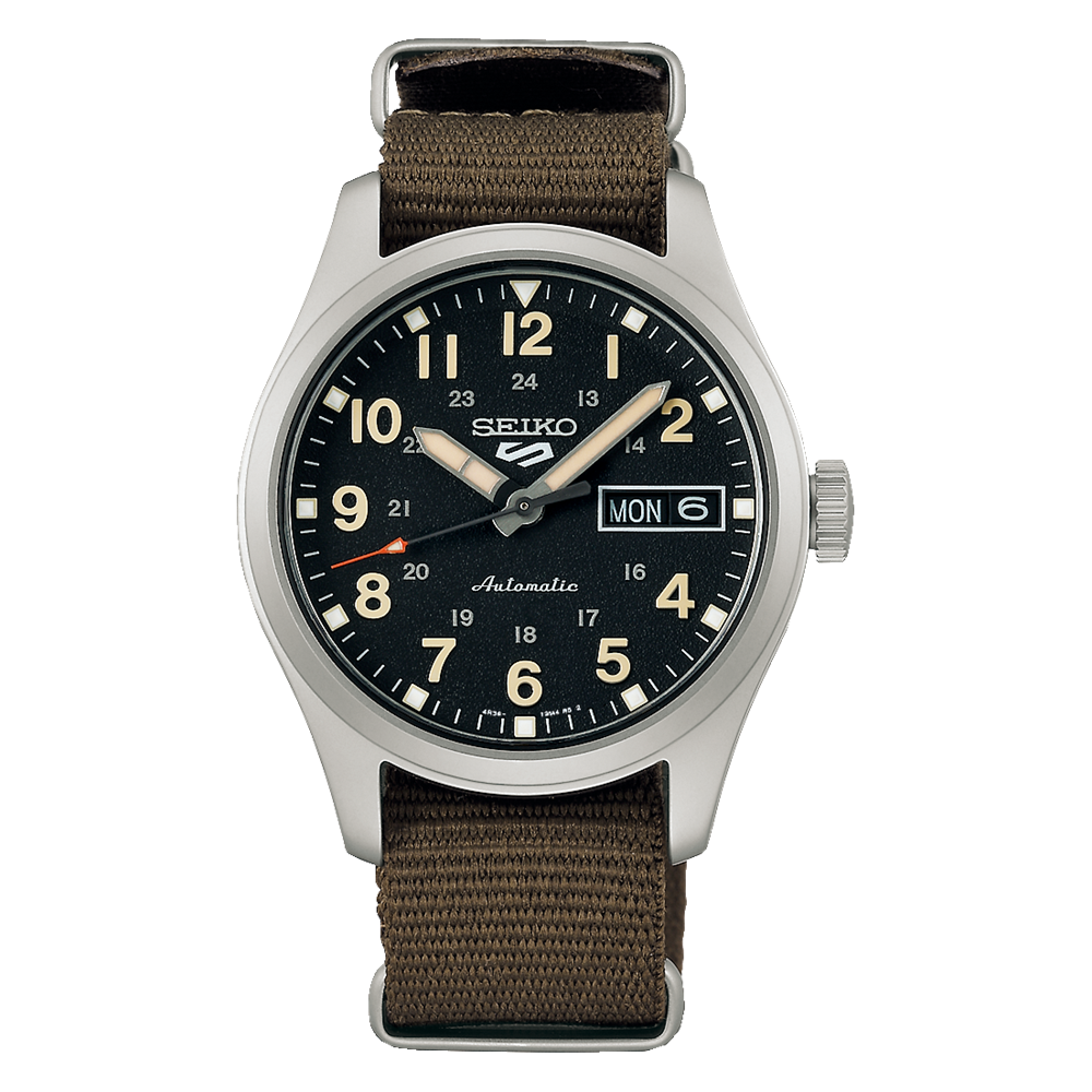 Seiko 5 100M Field Sports Style Black Dial Automatic Nato Strap Watch –  Prestige