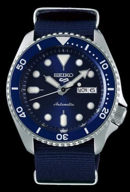 Seiko 5 Sports 100M Automatic Men's Watch Blue Bezel Dial Nylon Strap –  Prestige