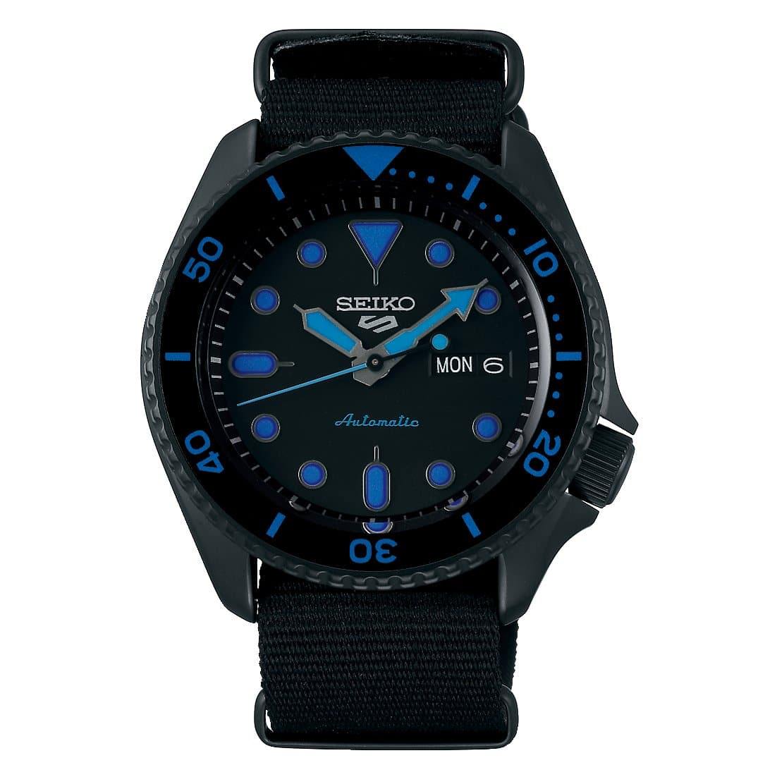 Seiko 5 Sports 100M Automatic Men's Watch Blue Hands Index Stealth All –  Prestige