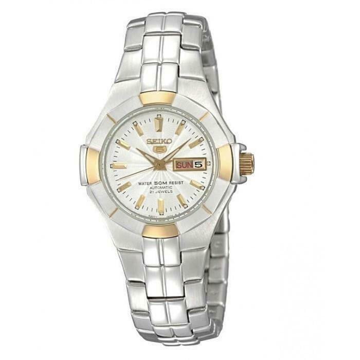 Seiko 5 Classic 50M Ladies Size 2 Tone Gold Plated Watch SYMG86K1 – Prestige