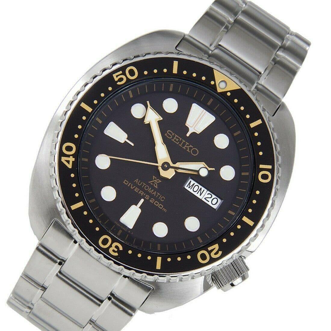 Seiko Black with Gold Turtle Prospex Diver's Men's Watch SRP775K1 – Prestige