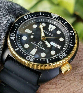 Seiko Japan Made SE Gold Ring Black Ninja Turtle Watch SRPC48J1 – Prestige