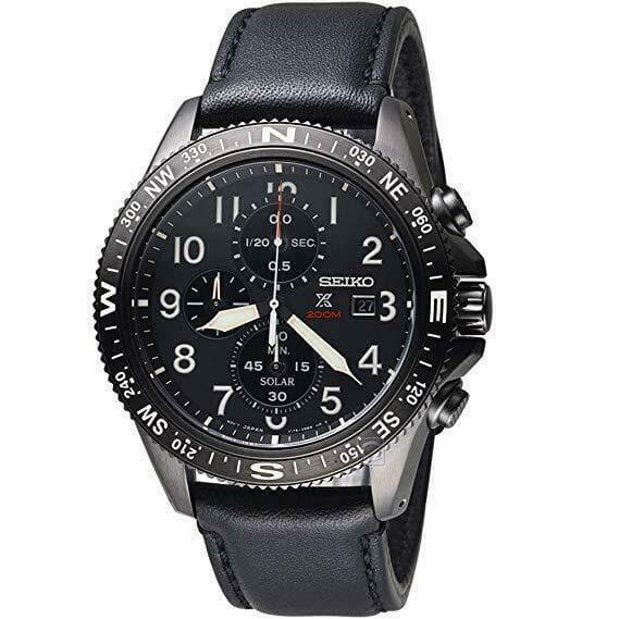 Seiko Prospex Solar Diver's Men's Leather Strap Chronograph Watch SSC7 –  Prestige