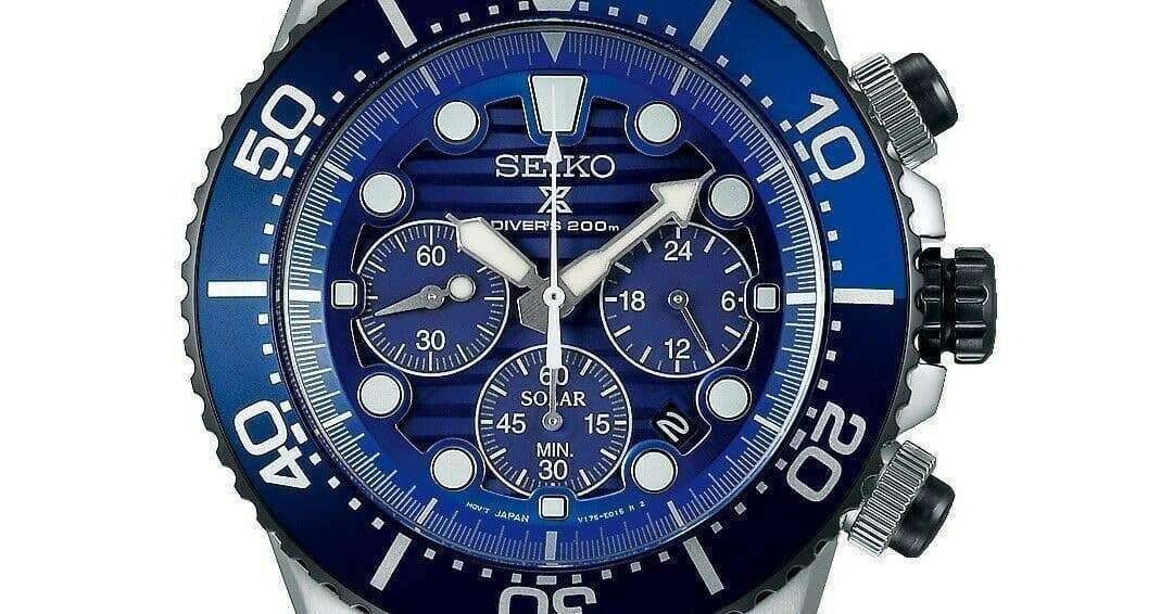 Seiko Save The Ocean Solar Chronograph Blue Dial 200M Diver's Watch SS –  Prestige