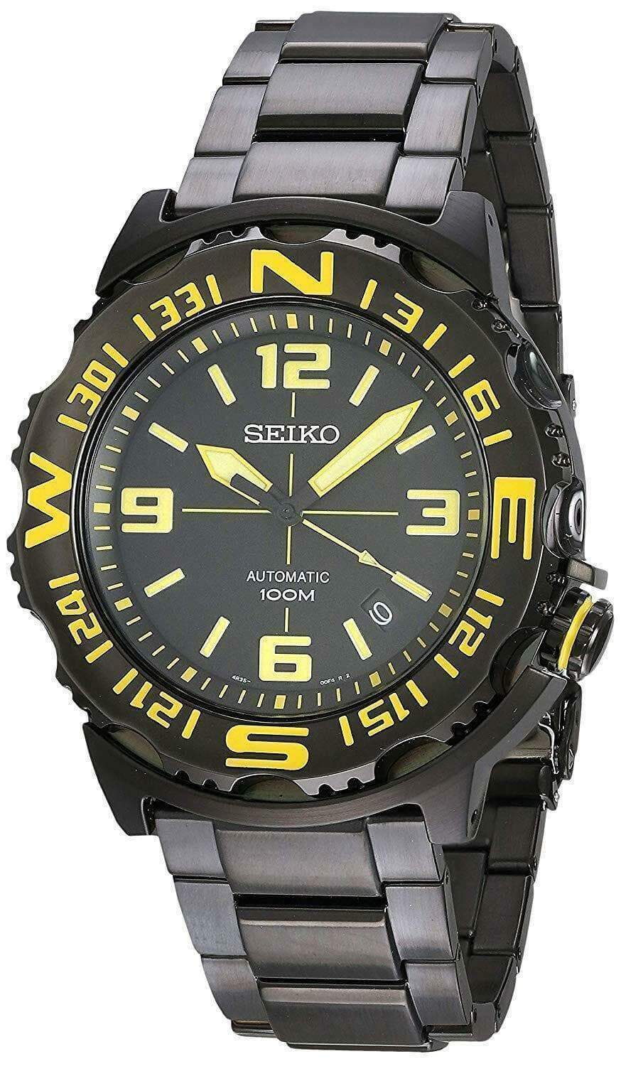 Seiko Field Monster Automatic 100M Men's Black PVD Stainless Strap Wat –  Prestige