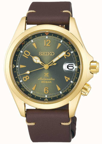 Seiko Japan Made Prospex Alpinist Green Gold Plated Men's Leather Stra –  Prestige