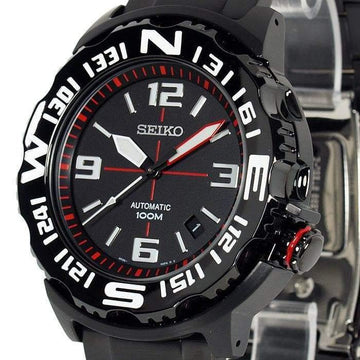 Seiko Field Monster Automatic 100M Men's Black PVD Stainless Strap Wat –  Prestige