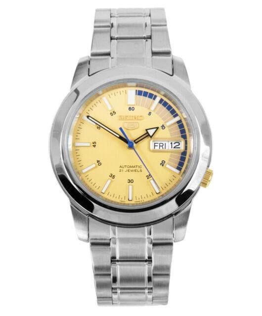 Seiko 5 Classic Men's Size Yellow Dial Stainless Steel Strap Watch SNK –  Prestige