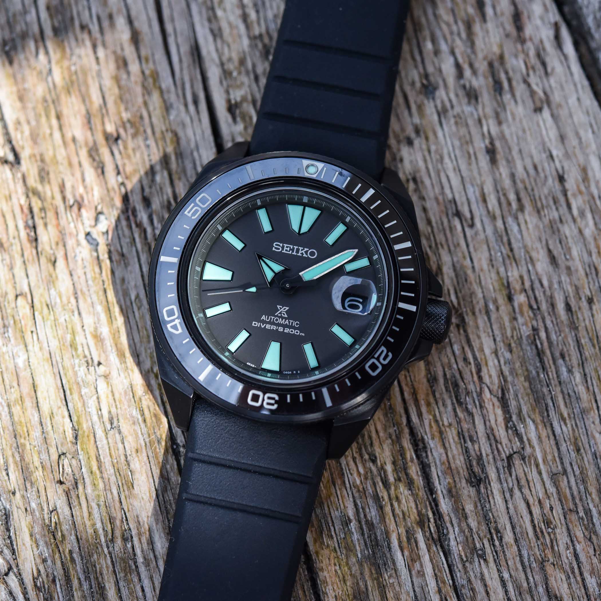 Seiko Prospex LE Black Series Night Vision Samurai Rubber Strap Watch ...