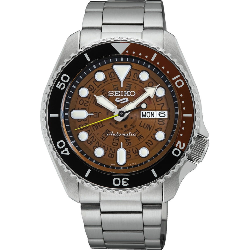Seiko 5 100M Skeleton Style Brown Dial Automatic Watch SRPJ47K1 – Prestige