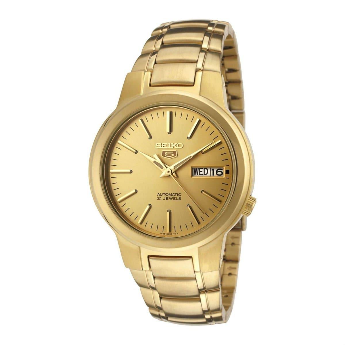 Seiko 5 Classic Men's Size Gold Dial & Plated Stainless Steel Strap Wa –  Prestige