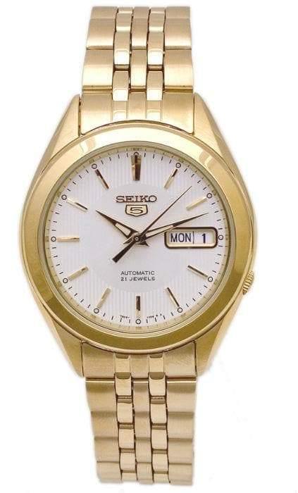 Seiko 5 Classic Men's Size White Dial 2 Tone Gold Plated Stainless Ste –  Prestige