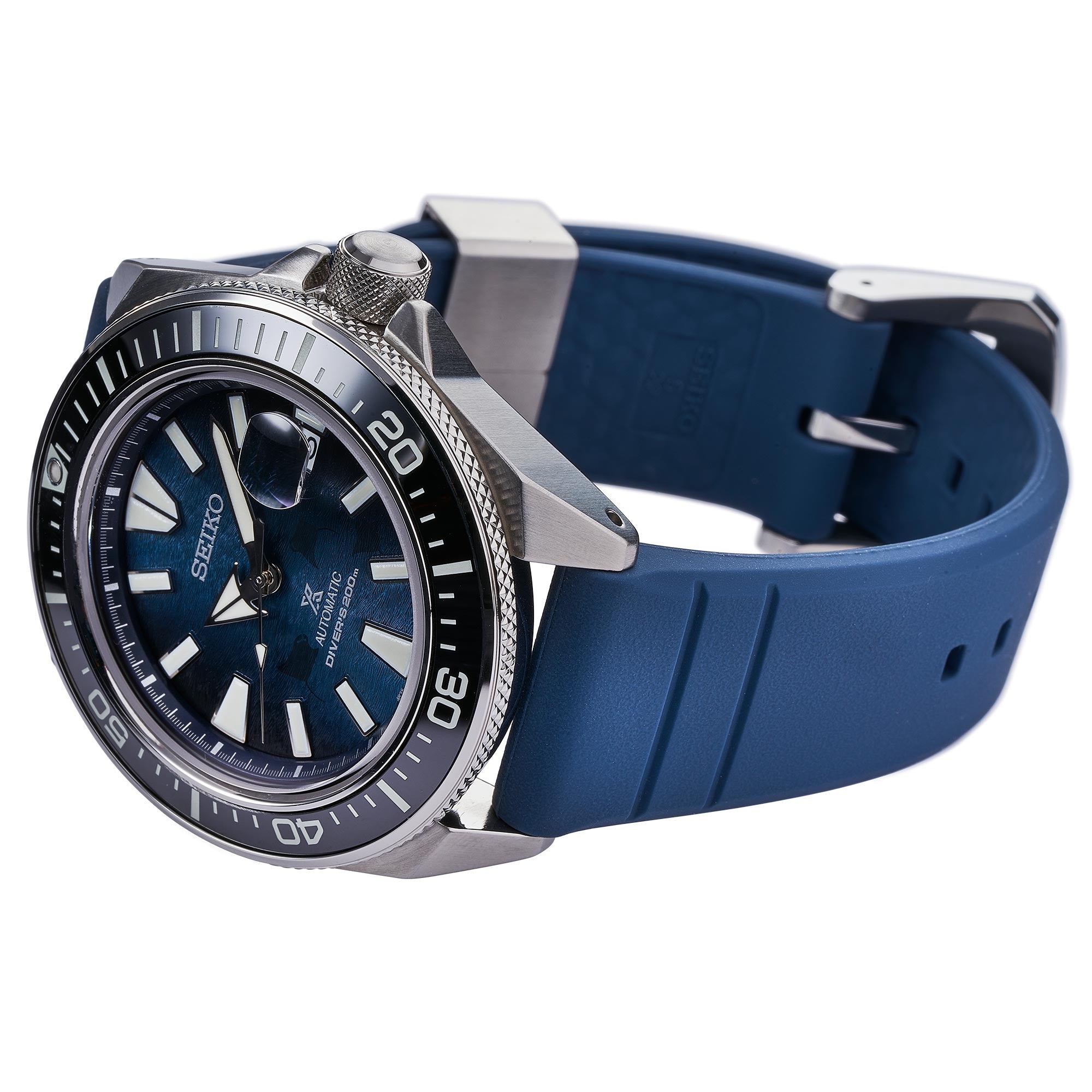 Seiko SE Save the Ocean Dark Manta Ray King Samurai Diver's Men's Rubb –  Prestige