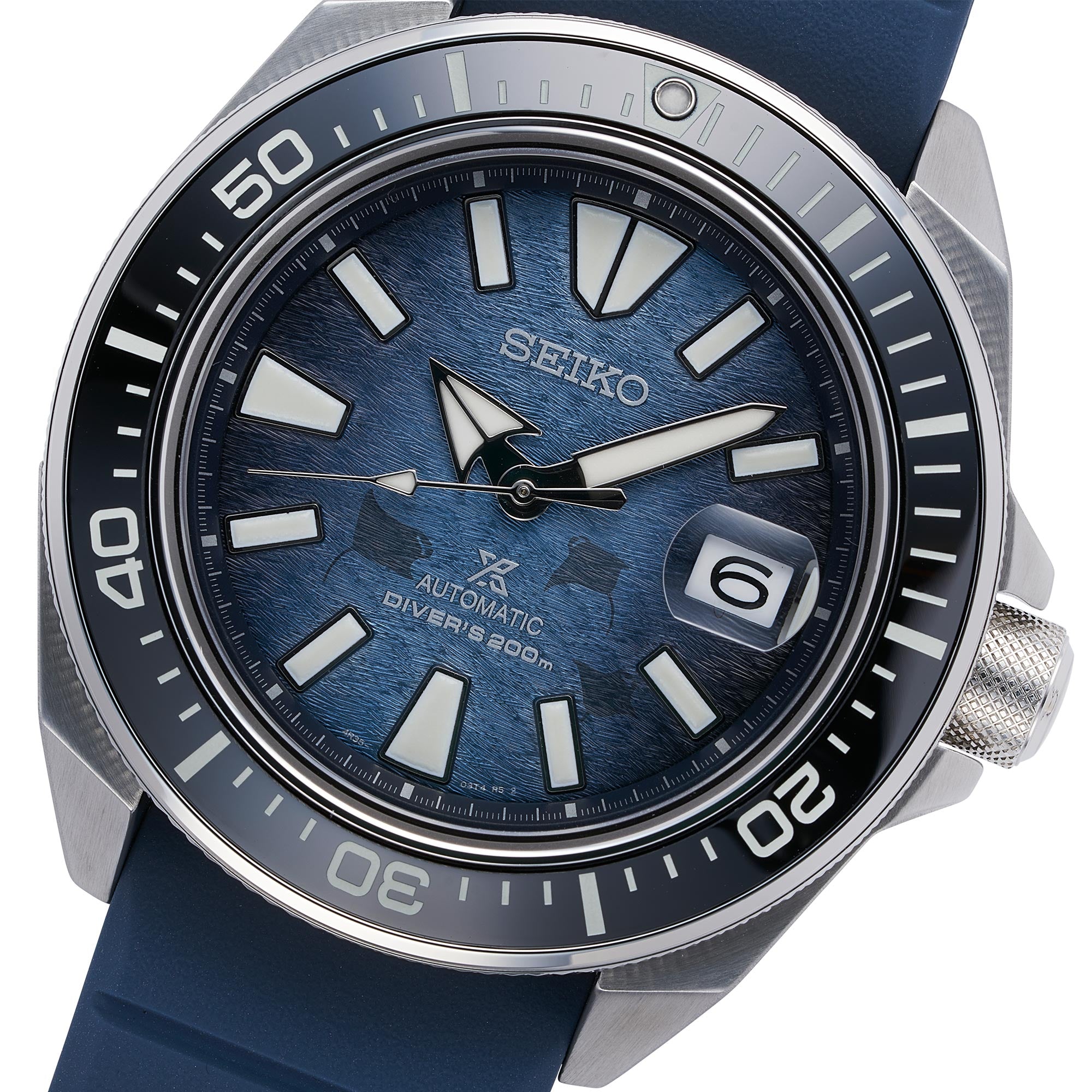 Seiko SE Save the Ocean Dark Manta Ray King Samurai Diver's Men's Rubb –  Prestige