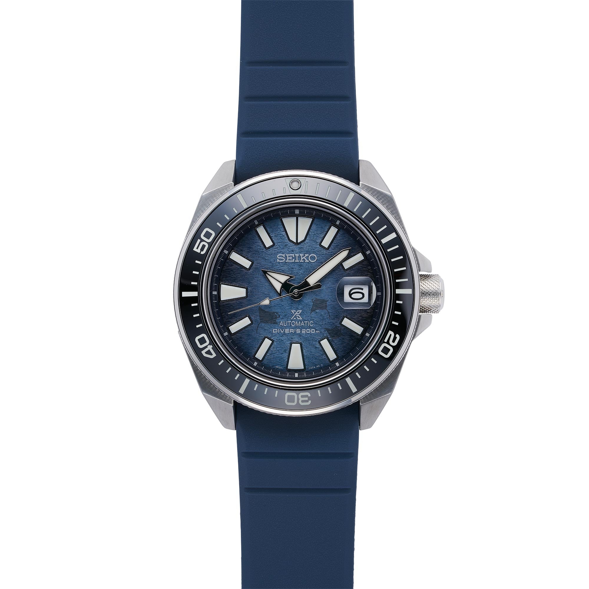 Seiko SE Save the Ocean Dark Manta Ray King Samurai Diver's Men's Rubb –  Prestige