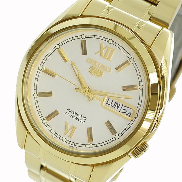 Seiko 5 Classic Men's Size White Dial Gold Plated Stainless Steel Stra –  Prestige