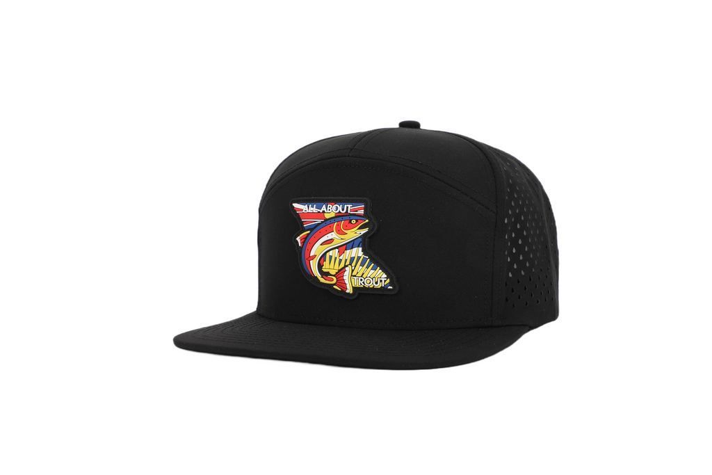 Quebec Black 7 Panel Hat – All About Trout