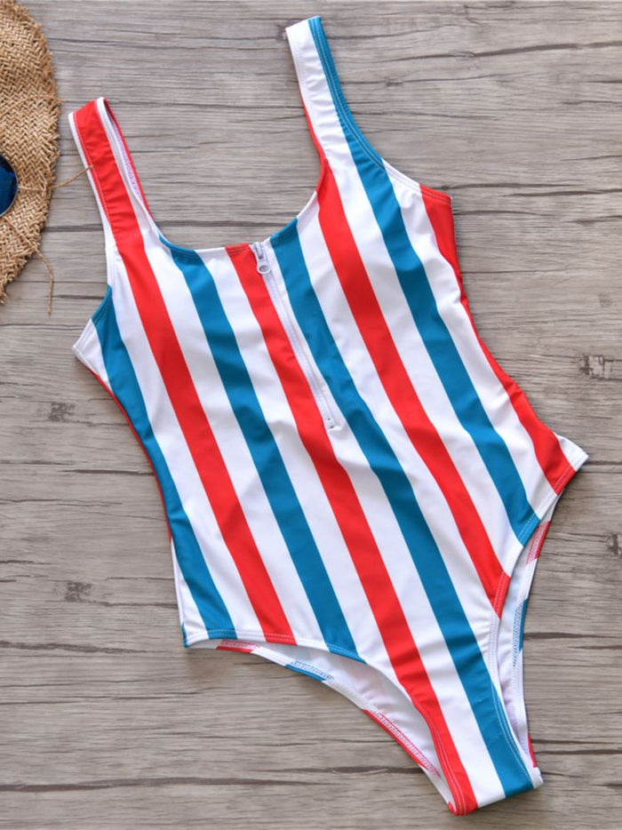 Abstarct Red Blue Stripes Mens Bikini Swimwear Personalized Swim