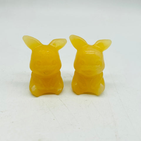 3 Types Yellow Calcite & Aventurine Pikachu Carving Animals Wholesale -Wholesale Crystals