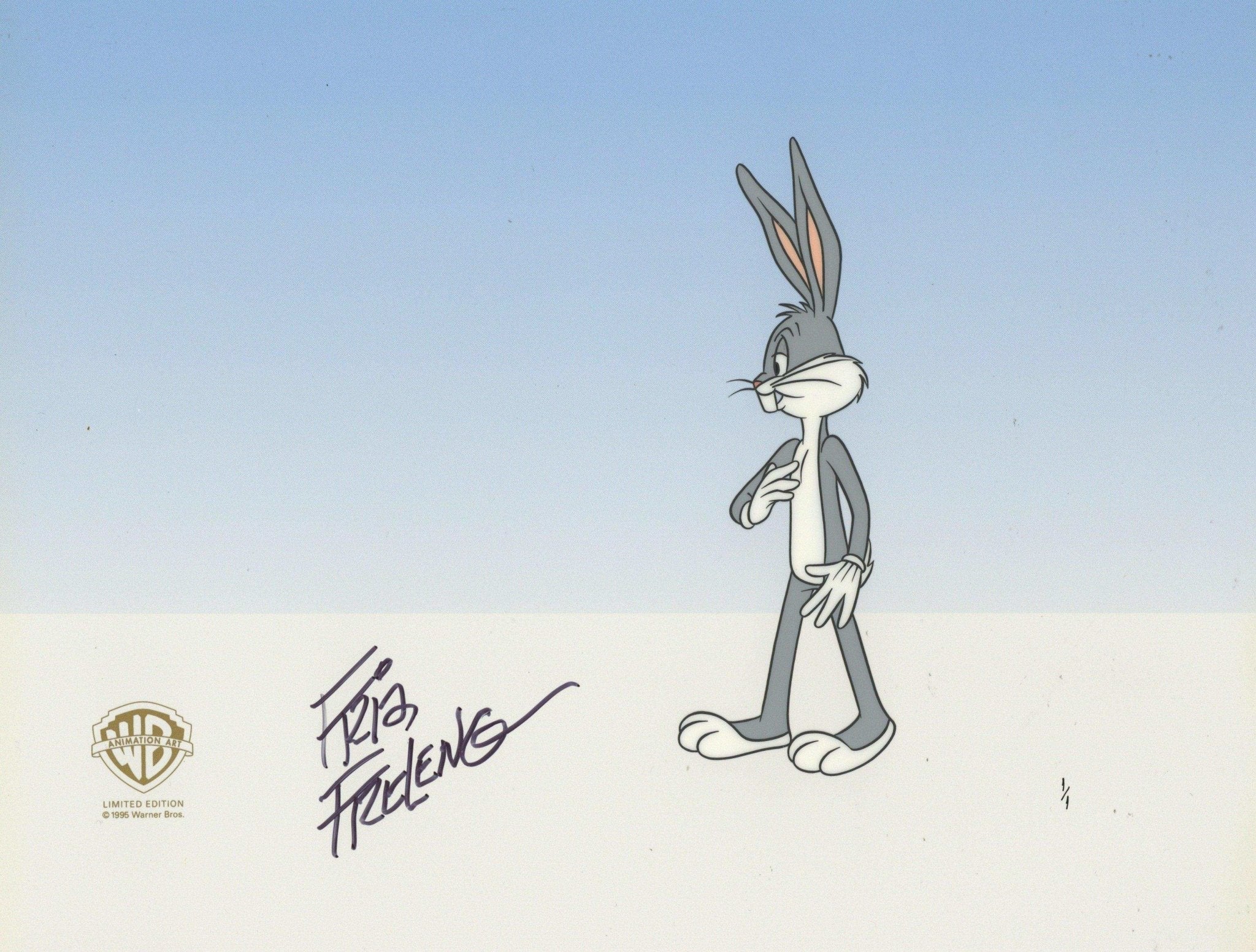 Looney Tunes Original Production Cel with Matching Drawing Signed by Friz Freleng: Bugs Bunny