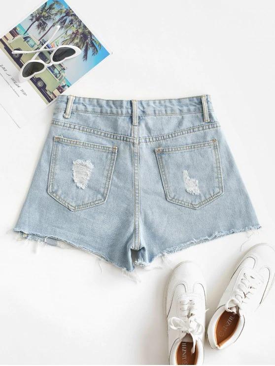 Distressed Letter Graphic Denim Shorts – anorakhome