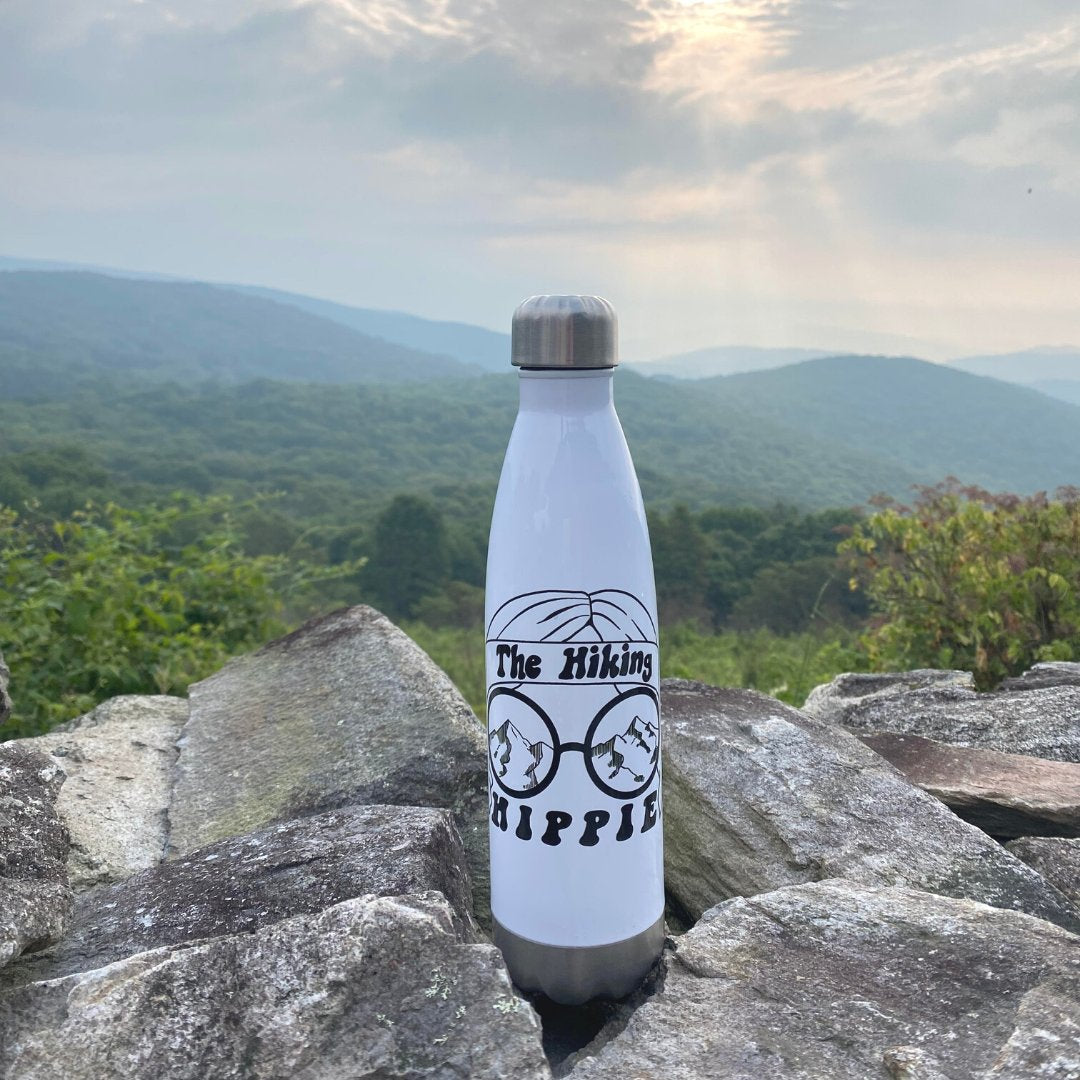 Preppy Peach Orange Hippie Flower Water Bottle