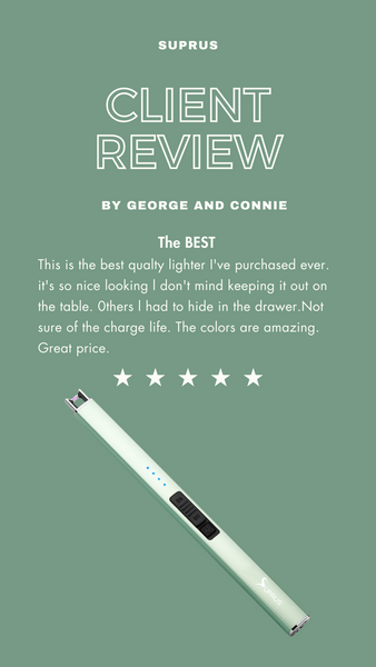 One customer, George and Connie, described the green variant of the lighter as "The BEST." According to them, it is the best quality lighter they have ever purchased. Its attractive appearance is so appealing that they don't mind keeping it out on the table, unlike other lighters that had to be hidden away in a drawer. While they weren't certain about the charge life, they were amazed by the variety of colors available and praised the lighter's affordability.