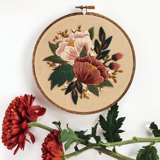 Earthy Floral Embroidery Pattern- 5 hoop