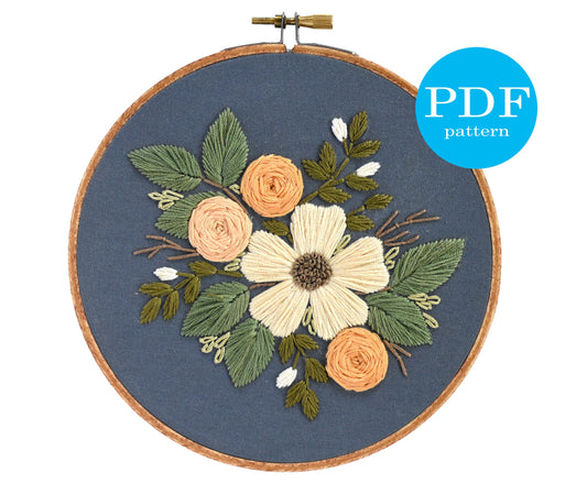 Modern Floral Embroidery Pattern PDF Flower Embroidery Hand Embroidery  Pattern Beginner Friendly Boho Embroidery Design Pdf 