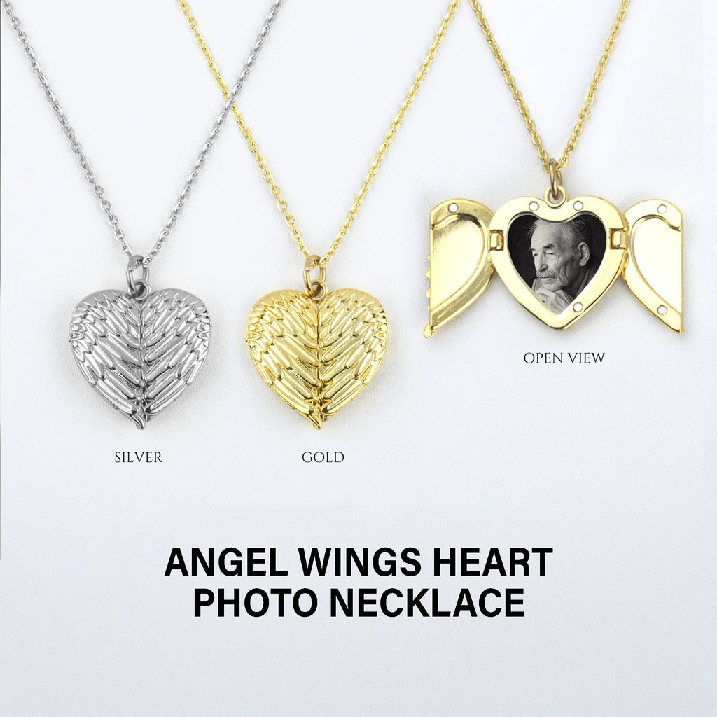 Personalized Sublimation Blank Angel Wings Heart Lockets Pendant