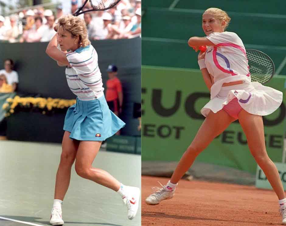 Chris Evert-Lloyd and Monika Seles tennis fashion