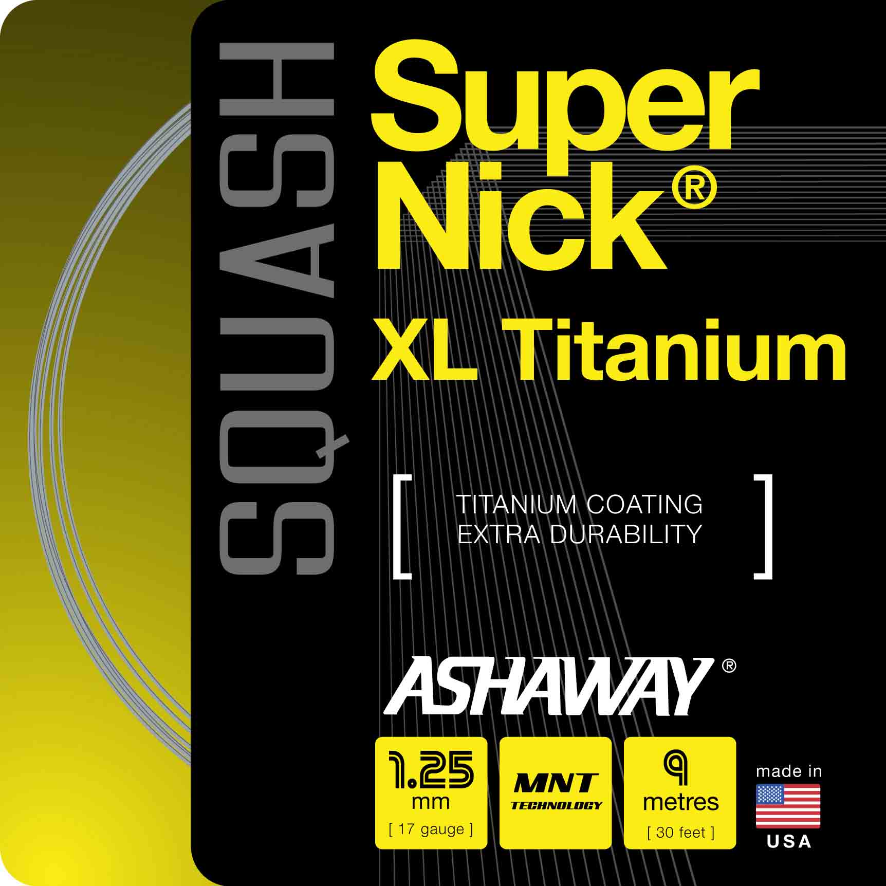 Ashaway Supernick XL Titanium Squash String - 9m set
