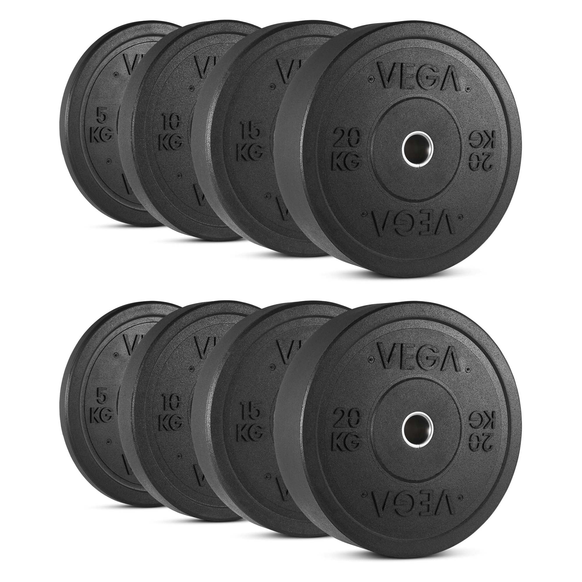Image of Vega 100kg Rubber Crumb Bumper Olympic Weight Plates Set