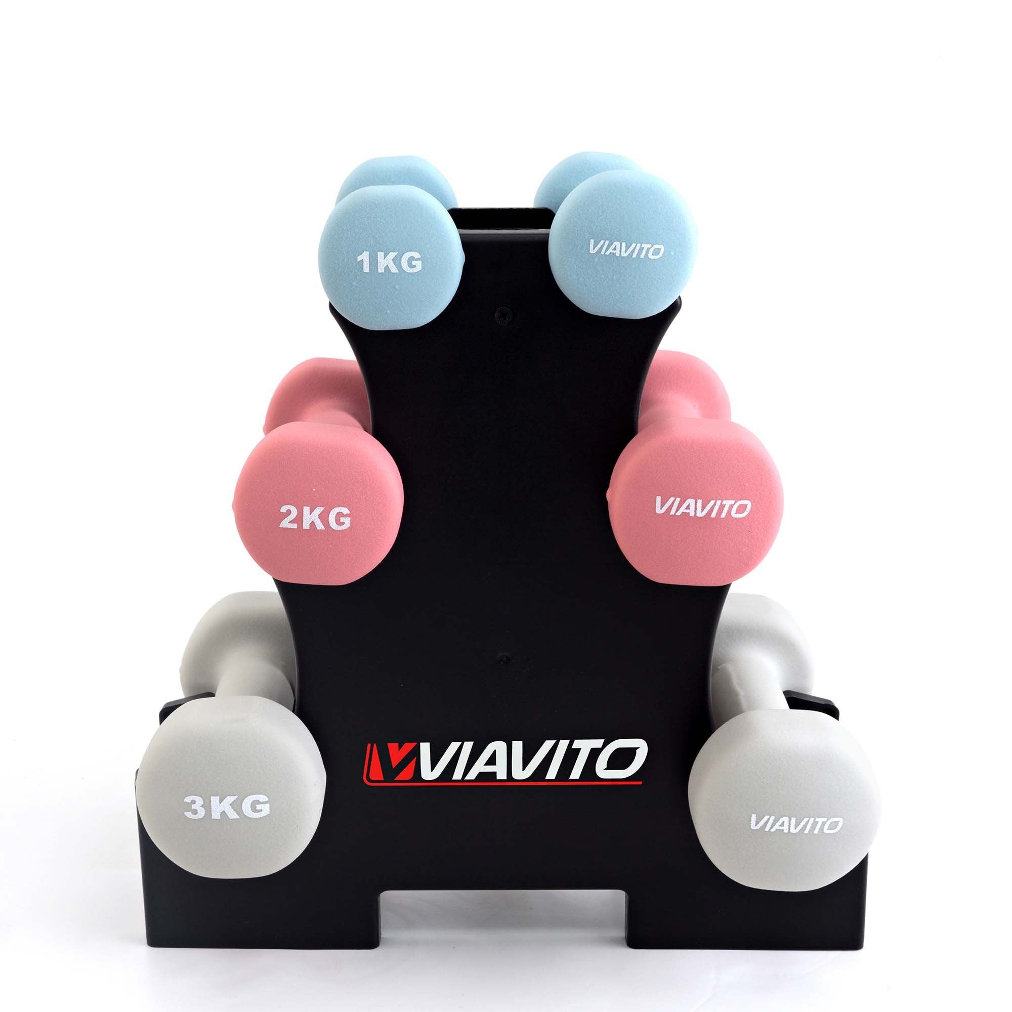 Image of Viavito 12kg Dumbbell Weights Set with Stand