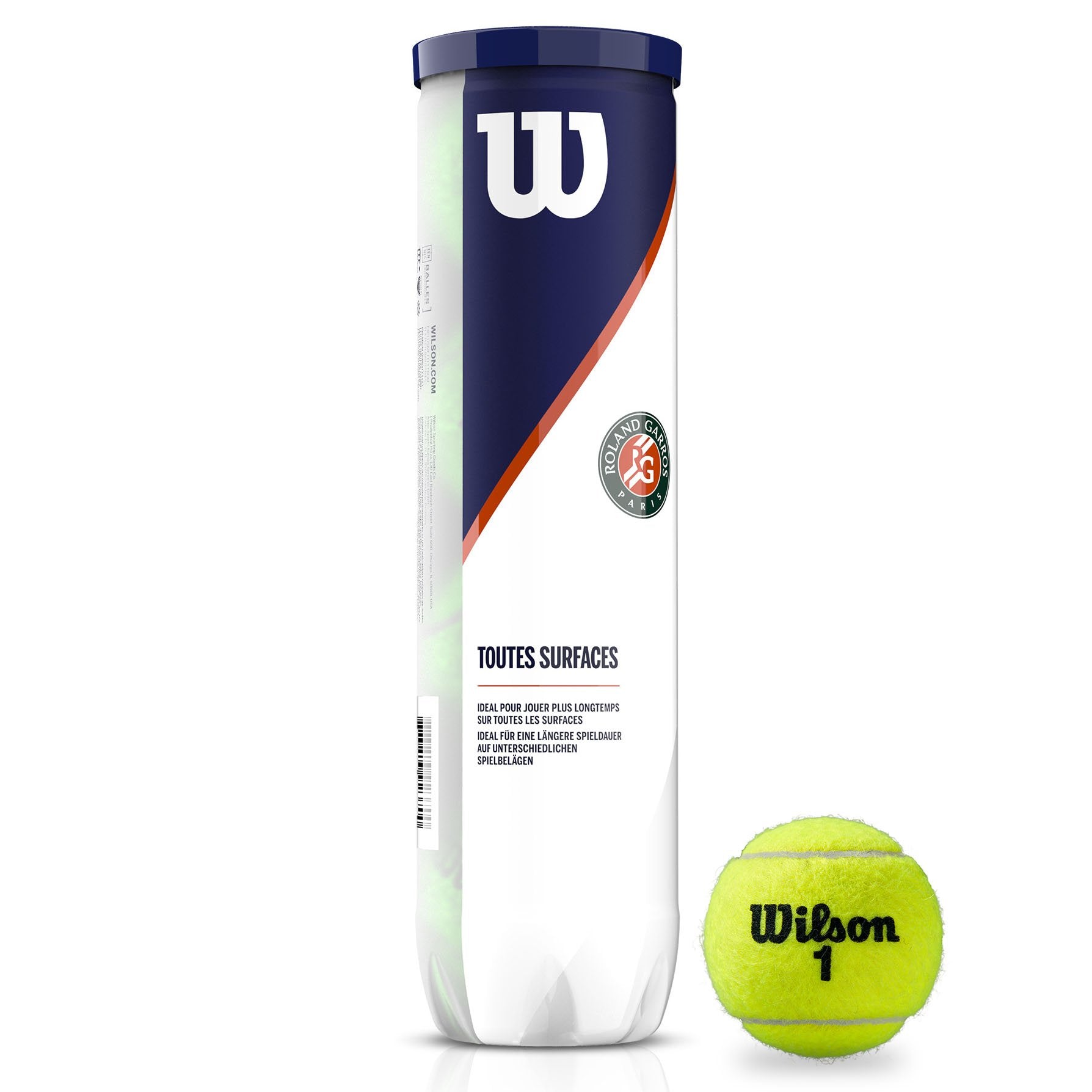 Wilson Roland Garros All Court Tennis Balls - Tube of 4