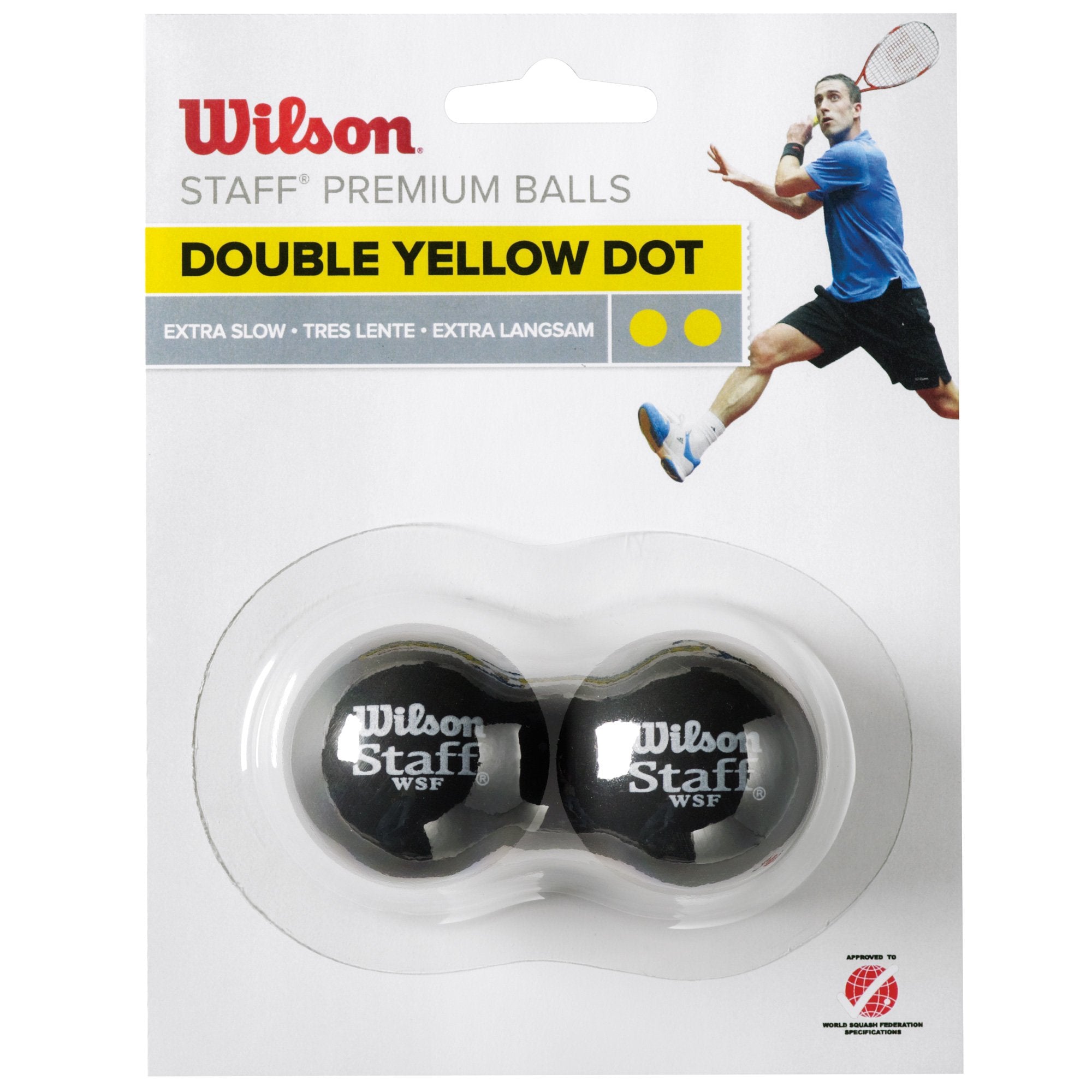 Wilson Staff Double Yellow Dot Squash Balls - Pack of 2