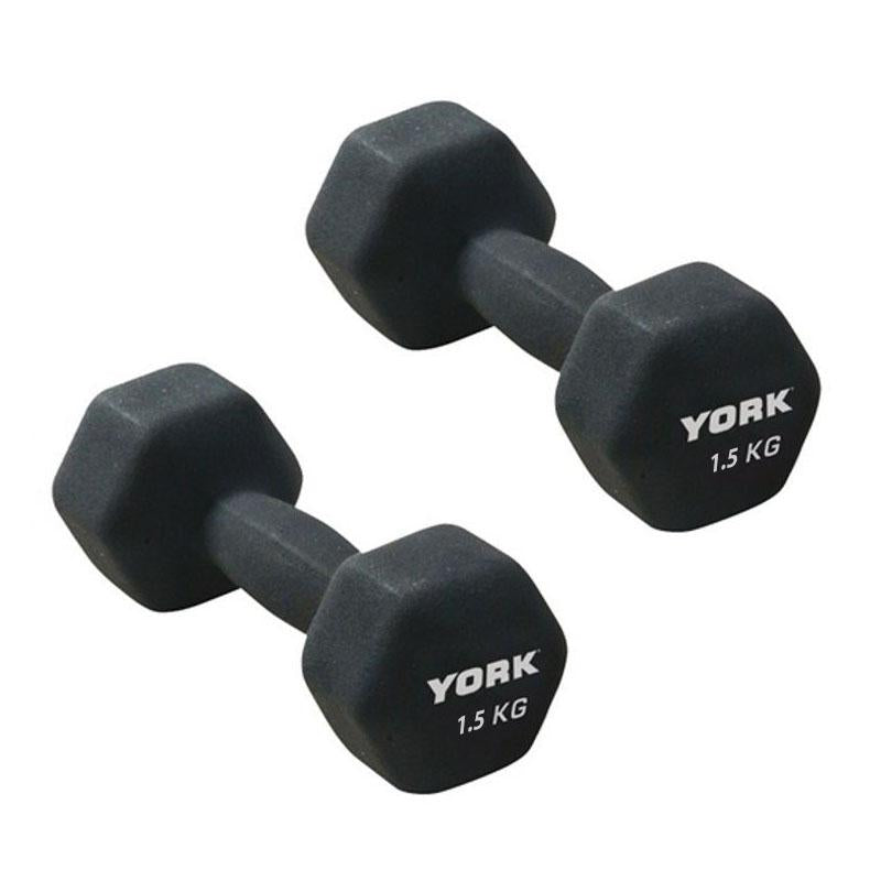 York 2 x 1.5kg Neo Hex Dumbbells