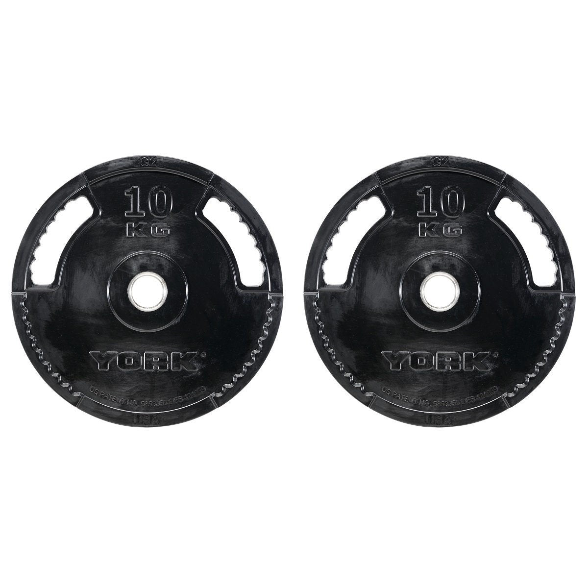 York 2 x 10kg G2 Rubber Thin Line Olympic Weight Plates